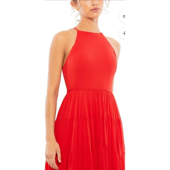 New MAC DUGGAL 55281 Red Chiffon Ruffle Tiered A Line Gown Women's (6) $398 - Picture 4 of 15